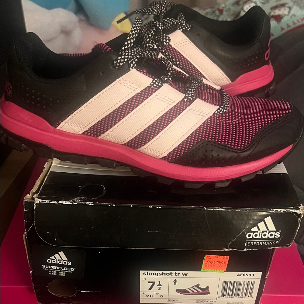 Adidas Women's Slingshot TR W Black and Pink Athletic Shoes